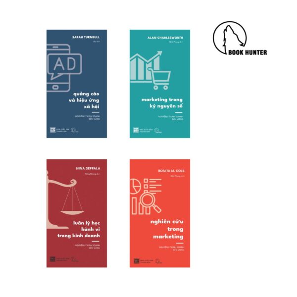 Combo 4 cuốn: "Quảng cáo và hiệu ứng xã hội", "Marketing trong kỷ nguyên số", "Nghiên cứu trong marketing", "Luân lý học hành vi trong kinh doanh"