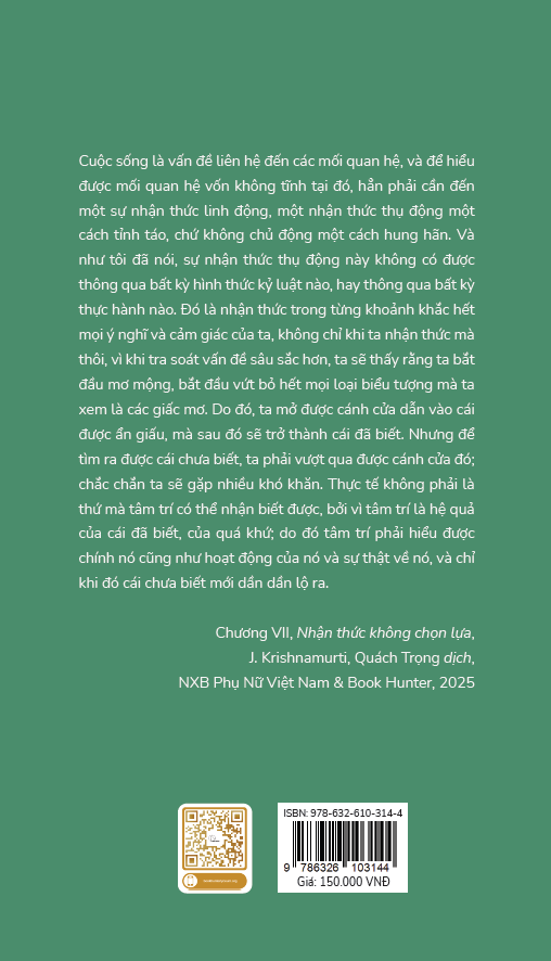 Nhận thức không chọn lựa - Krishnamurti - Ảnh 3