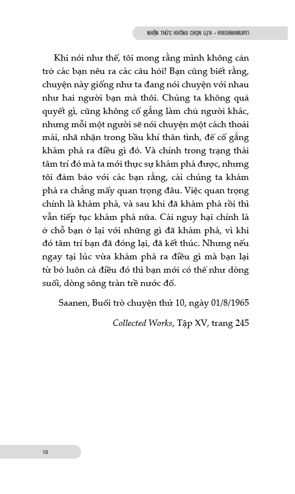 Nhận thức không chọn lựa - Krishnamurti - Ảnh 9